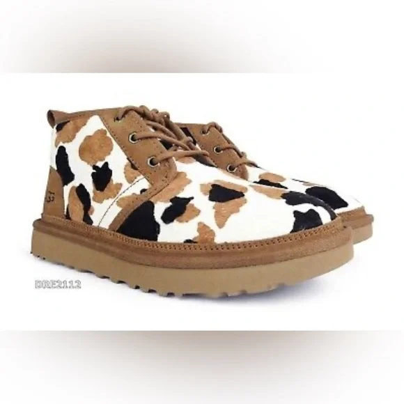 Authentic New Ugg Neumel Bootie Men’s Size 9 Hard To Find Cow Print Pattern! - Picture 3 of 6